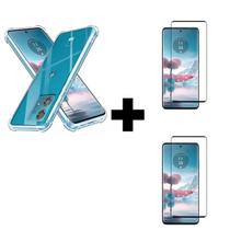 2UN Película Cerâmica 9D + 1UN Capa Anti Impacto Para Moto Edge 40 Neo Transparente