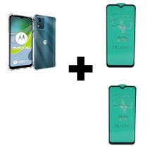 2UN Película de Cerâmica 9D + 1UN Capinha Anti Impacto Para Motorola Moto E13 Transparente