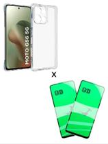 2UN Película de Cerâmica Flexível + Capinha Anti Choque TPU Para Moto G56