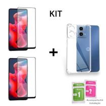 2UN Película De Cerâmica Fosca Flexível + 1UN Capa Capinha Anti Impacto Transparente Para Moto G04