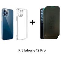 2UN Película Fosca 9D Privacidade + 1UN Capinha Capa Reforçada Anti Impacto Para Proteção Do Iphone 12 PRO