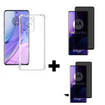 2UN Pelicula Fosca Privacidade + 1UN Capa Anti Impacto Para Moto Edge 40 Neo Transparente