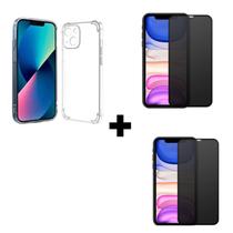 2UN Película Fosca Privacidade + 1UN Capa Capinha Anti Impacto Para Iphone 13 Transparente