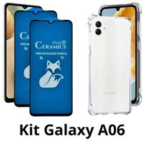 2UN Película Fosca Privacidade + 1UN Capa Transparente para Samsung Galaxy A06