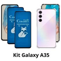 2UN Película Fosca Privacidade + 1x Capa Transparente para Samsung Galaxy A35