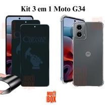 2UN Película Fosca privacidade + Capa Capinha Anti Impactos para Moto G34 Transparente 2UN Película Fosca privacidade + Capa Capinha Anti Impactos para Moto G34 Transparente