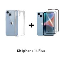 2UN Películas 3D De Vidro + 1UN Capa Capinha Transparente Para Iphone 14 PLUS