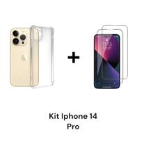 2UN Películas 3D De Vidro + 1UN Capinha Capinha Transparente Para Iphone 14 PRO