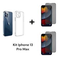 2UN Películas 3D De Vidro Privacidade + 1UN Capinha Transparente Anti Impacto para Iphone 13 PRO MAX