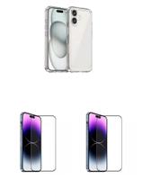 2UN Películas 3D Vidro + Capa Capinha Anti Choque TPU Para Iphone 16 Plus