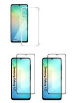 2UN Películas 3D Vidro + Capa Silicone TPU Para Samsung Galaxy A07