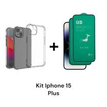 2UN Películas De Cerâmica Para Iphone 15 PLUS + 1UN Capa Silicone TPU Transparente 2UN Películas De Cerâmica Para Iphone 15 PLUS + 1UN Capa Silicone TPU Transparente