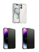 2UN Películas Fosca Privacidade + Capa Capinha Silicone TPU Para iphone 16 Plus