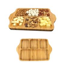 2un Petisqueira tábua retangular bambu 27 x 17cm 4 divisões