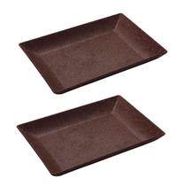 2un Petisqueira travessa Retangula 24cm servir Marrom Escuro
