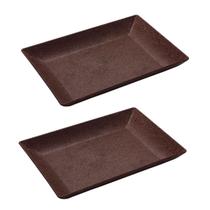 2un Petisqueira travessa Retangula 32cm servir Marrom Escuro