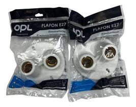 2un Plafon. Duplo Branco Plastic Soquete Porcelana Opl Branco