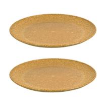 2UN Prato Lanche Sobremesa Redondo Resistente 20cm Marrom Cl