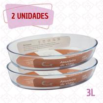 2UN Refratorio Oval Classico 3L Vidro Forte AirFryer Lasanheiras