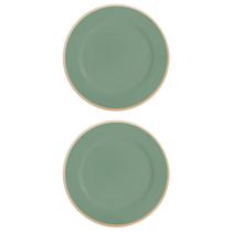 2Un Roupa de Mesa Decorativa Sousplat Verde com a Borda Dourado Enfeite de Natal