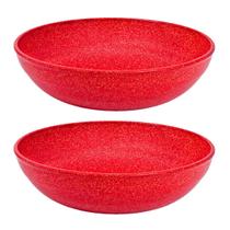 2un Saladeira redonda 2,4 litros tigela bowl 25cm vermelho