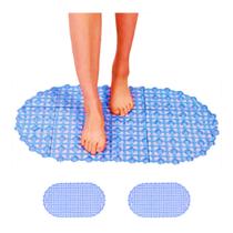 2un Tapete box banho antiderrapante c/ventosas - Azul Esc