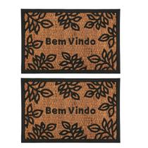 2un TAPETE CAPACHO BEM VINDO EMBORRACHADO FIBRA COCO 60x40cm