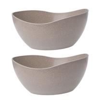 2un Tigela saladeira bowl oval 1,9lt cinza petra