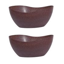 2un Tigela saladeira bowl oval 1,9lt marrom escuro