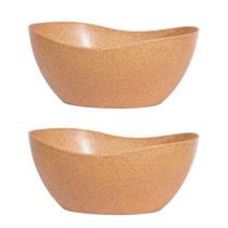 2un Tigela saladeira bowl oval 1,9lt servir marrom claro