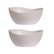 2un Tigela saladeira bowl oval servir 1,9lt bege