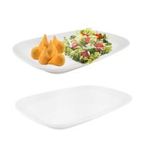 2un Travessa bandeja retangular melamina buffet branca M
