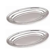 2un Travessa Rasa Oval Inox 26cm Bar Petiscos Aperitivos