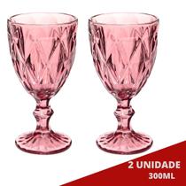 2UNI Taça Diamante Copos Vidro Lilás 300ml Suco Vinho Água 2UNI Taça Diamante Copos Vidro Lilás 300ml Suco Vinho Água