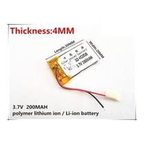 (2unidades) 200mah 3,7v 2 Fios 402030 4mm X 20mm X 30mm