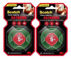 2X 02 Fita Dupla Face Espuma Fixa Forte 24Mmx2M 3M Scotch 5K