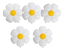 2X 10 Balão Flor Margarida Branca 45Cm Decoração Festa 2X 10 Balão Flor Margarida Branca 45Cm Decoração Festa