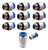 2X 10 Conexão Pneumática Engate Rápido Reta Macho 1/4 Bsp X
