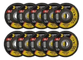 2X 10 Disco Flap 115Mm (4 ) Madeira/Aço Cônico Grão 80 Fert