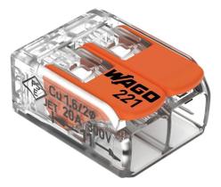 2X 10 Pç Conector Wago Emenda 2 Vias Fios Cabos 4Mm Mod 221- 2X 10 Pç Conector Wago Emenda 2 Vias Fios Cabos 4Mm Mod 221-