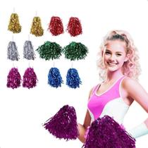 2X 10 Pompom Lider De Torcida Metalizado Carnaval Festa Even