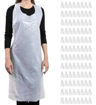 2X 100 Avental Plástico Descartável Impermeável Branco 120X6