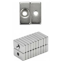 2x 10x Imã Neodímio 20x10x4mm Retangular Com Furo Potente N3