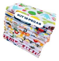 2X 12 Panos De Prato Felpudo Atoalhado Premium C Bainha Gour