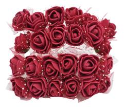 2X 144 Mini Rosas Flores Rosinha Artificial Eva Cetim Decora