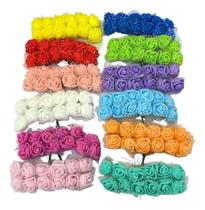 2X 144 Mini Rosas Flores Rosinha Artificial Eva Cetim Decora