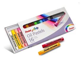 2X 16 Cores Redondas Pentel Arts Grey Chalks Oil Pastels