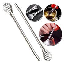 2X 2 Bomba De Chimarrão Mate Inox Rosca 18 Cm Colher 2X 2 Bomba De Chimarrão Mate Inox Rosca 18 Cm Colher