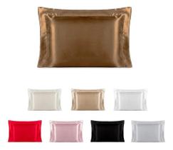 2X 2 Fronhas De Cetim Seda Antifrizz Com Abas 50X70