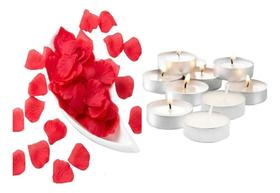 2X 300 Pétalas De Rosas Artificiais Vermelha + 15 Velas